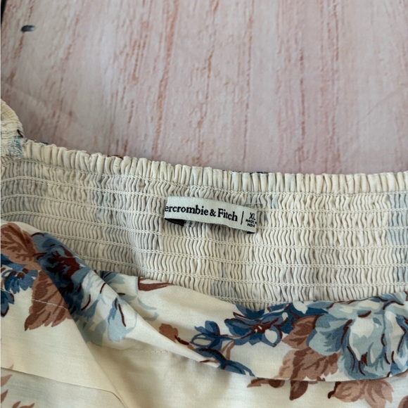 Abercrombie Fitch Emerson Poplin Puff Sleeve Mini Dress Cream Floral Size XL - Picture 6 of 8